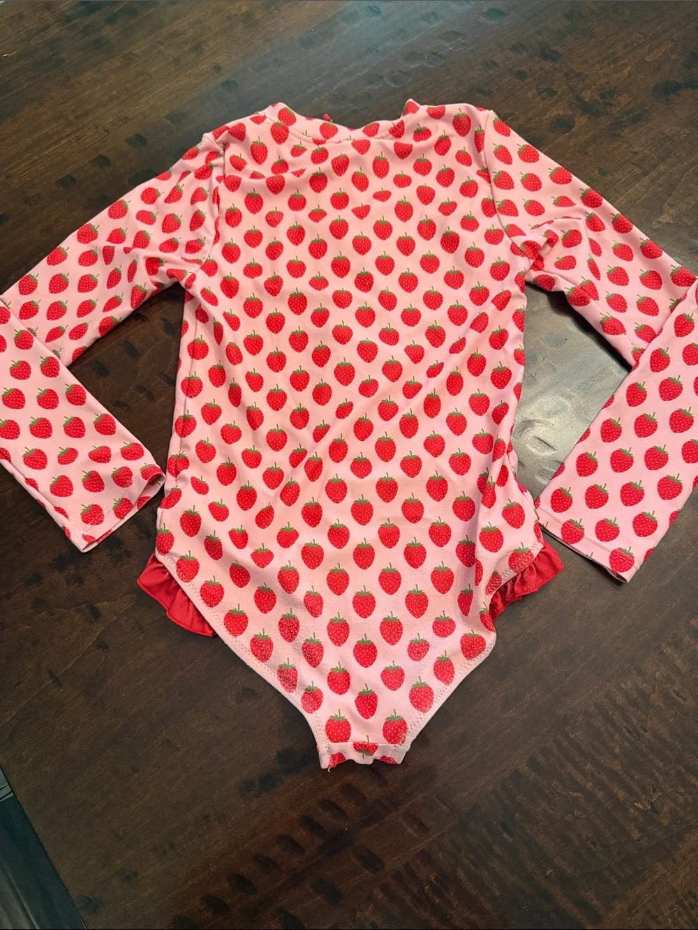 Pink Chicken Pink Strawberry Long-Sleeve One-Piece Swimsuit